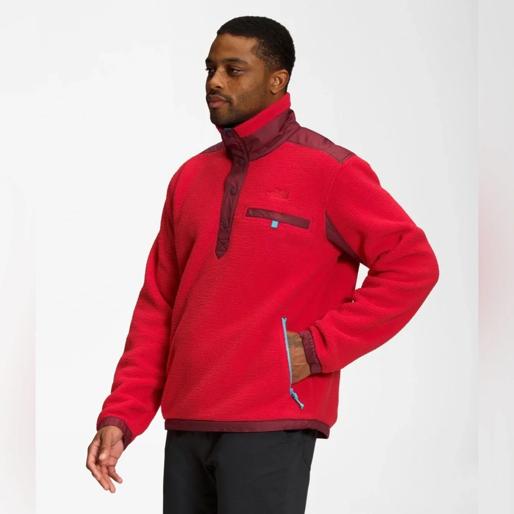 North Face Men’s Royal Arch Red Sherpa 1/4-Snap Fleece Pullover NWOT-size Large
